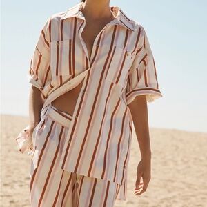 Anthropologie Boxy Buttondown Shirt and Shorts Set